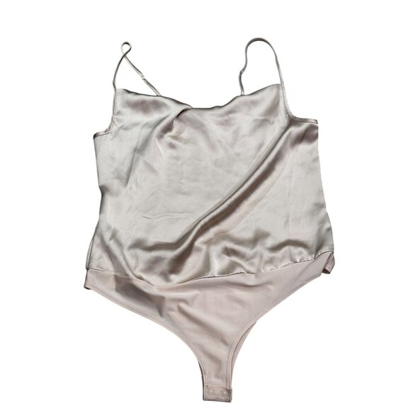 Sincerely Jules Womens Satin Bodysuit Medium Beige - Picture 7 of 11
